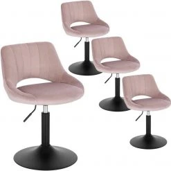 EUGAD Barhocker (4 St), Barstuhl Barsessel Sessel Loungesessel höhenverstellbar Clubsessel Cocktailsessel Drehsessel Samt Sitzhöhe 40–55 cm Schwarz Dunkelgrau, Rosa -Eugad Möbel Einkaufen 6ca85be4 6e19 40b8 a1b7 324a798e53e2