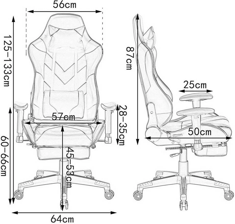 EUGAD Gaming Chair, Bürostuhl, Gaming Stuhl, Kunstleder, mit einstellbaren Armlehnen Rot Blau, Schwarz, Weiß 3 EUGAD Gaming Chair, Bürostuhl, Gaming Stuhl, Kunstleder, mit einstellbaren Armlehnen Rot Blau, Schwarz, Weiß – Bild 3