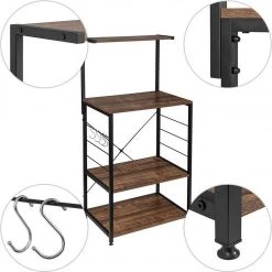 EUGAD Küchenregal, Standregal Bäckerregal mit 4 S-Haken, Industrie-Design, Vintage -Eugad Möbel Einkaufen 6d772185 ad9a 5fb5 a869 1cba577d211c