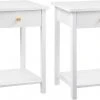 EUGAD Nachttisch, 2er-Set Nachtkommode Sofatisch Kaffeetisch Beistelltisch Nachtschrank für Wohnzimmer Schlafzimmer mit Schublade mit Ablage aus MDF Weiß