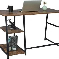 EUGAD Schreibtisch (1-St), Computertisch Bürotisch mit Ablage, 120x60x76cm, Holz Vintage -Eugad Möbel Einkaufen 6e7a4d21 d952 5923 990e 8e5a2426d5e9