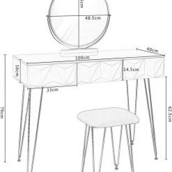 EUGAD Schminktisch (1-St), Frisiertisch mit Hocker und Spiegel, 360° schwenkbar Schminkspiegel, Kosmetiktisch mit 2 Schubladen, gepolsterte Samthocker, 3D Effekt Schublade, Weiß und golden 22 EUGAD Schminktisch (1-St), Frisiertisch mit Hocker und Spiegel, 360° schwenkbar Schminkspiegel, Kosmetiktisch mit 2 Schubladen, gepolsterte Samthocker, 3D Effekt Schublade, Weiß und golden -Eugad Möbel Einkaufen 6e7d7cac b525 5d0f a68c 12a8f94eeb3e