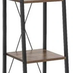 EUGAD Bücherregal, Standregal Badregal Bücherregal Küchenregal Schuhregal aus Holz und Stahl, mit 4 Ablagen, 34 x 35 x 148 cm Golden-Weißer Marmor, Schwarz Marmor, Vintage