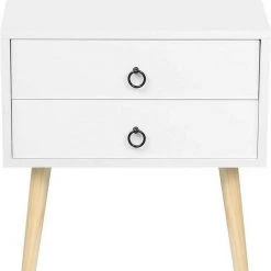 EUGAD Nachttisch, Beistelltisch mit 2 Schubladen Nachtkommode Nachtschrank Holzbeine MDF 46x35x50cm Weiß Grau, Weiß -Eugad Möbel Einkaufen 6fd5cddf 4482 5c5b bf0f e0c0ea08180c