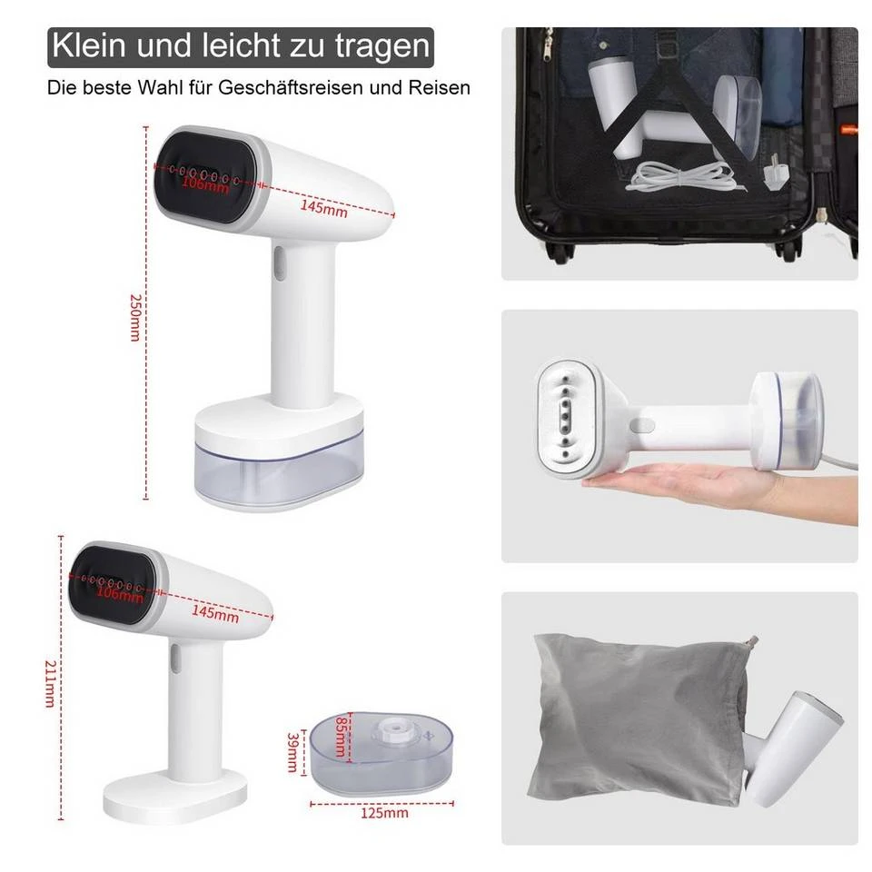 EUGAD Dampfbürste, Dampfglätter Reise-Dampfbügeleisen Steamer Kleidung Handbügeleisen mit Selbstreinigungsfunktion Reisebügeleisen mit Dampfbürste 250 ml 1600 W für Haushalt Urlaub Dienstreise 6 EUGAD Dampfbürste, Dampfglätter Reise-Dampfbügeleisen Steamer Kleidung Handbügeleisen mit Selbstreinigungsfunktion Reisebügeleisen mit Dampfbürste 250 ml 1600 W für Haushalt Urlaub Dienstreise – Bild 6