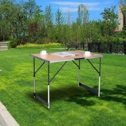 EUGAD Campingtisch, Campingtisch Alu Klapptisch, Tischplatte aus MDF, Schwarz Eiche, Grau -Eugad Möbel Einkaufen 71c5fdbe 20be 579e b418 ce5d18853199