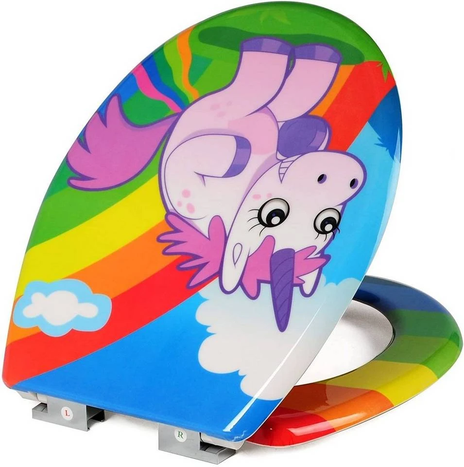 EUGAD WC-Sitz, Toilettendeckel mit Absenkautomatik Einhorn 3 EUGAD WC-Sitz, Toilettendeckel mit Absenkautomatik Einhorn – Bild 3