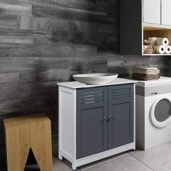 EUGAD Waschbeckenunterschrank Unterschrank Badezimmerschrank Waschtisch Badschrank mit 2 Türen 60x30x60cm aus MDF Weiß+Natur Weiß+Grau, Weiß+Natur -Eugad Möbel Einkaufen 73bceac6 0c5e 5d0c 93f7 20ee4ce3a60e