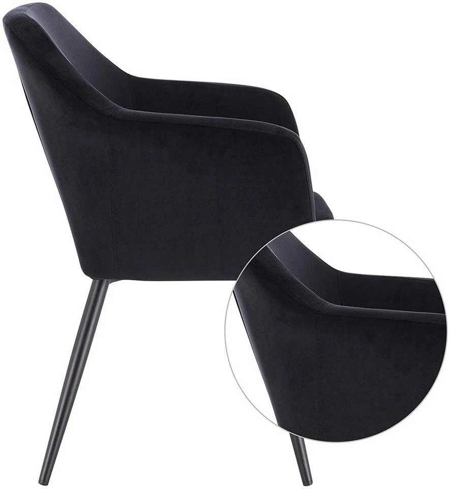 EUGAD Polsterstuhl (1 Stück), Küchenstuhl Samt Stuhl Sessel mit Armlehne, Metallbeine, für Esszimmer Wohnzimmer, Schwarz Dunkelgrau 30 EUGAD Polsterstuhl (1 Stück), Küchenstuhl Samt Stuhl Sessel mit Armlehne, Metallbeine, für Esszimmer Wohnzimmer, Schwarz Dunkelgrau – Bild 30