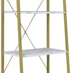 EUGAD Bücherregal, Standregal Bücherregal Metallregal Leiterregal Stufenregal Multifunktionale Regal Industrie Design MDF Metall Schwarz+schwarzer Marmor Golden+Weißer Marmor, Vintage -Eugad Möbel Einkaufen 73e040e3 2ef0 5a2b b15c 1a4d2ad11abc