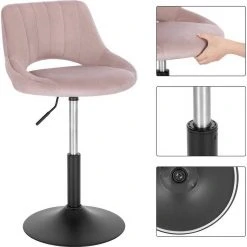 EUGAD Barhocker (4 St), Barstuhl Barsessel Sessel Loungesessel höhenverstellbar Clubsessel Cocktailsessel Drehsessel Samt Sitzhöhe 40–55 cm Schwarz Dunkelgrau, Rosa -Eugad Möbel Einkaufen 740292f9 7d49 4e00 b10a 072febd32906