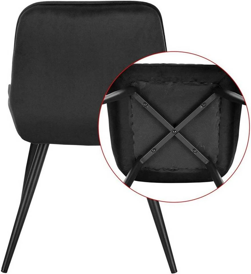 EUGAD Esszimmerstuhl (2 Stück), Polsterstuhl Küchenstuhl Wohnzimmerstuhl mit Rückenlehne, Sitzfläche aus Samt, Retrostuhl mit Metallbeine für Esszimmer Wohnzimmer, Schwarz Dunkelgrau, Dunkelgrün 7 EUGAD Esszimmerstuhl (2 Stück), Polsterstuhl Küchenstuhl Wohnzimmerstuhl mit Rückenlehne, Sitzfläche aus Samt, Retrostuhl mit Metallbeine für Esszimmer Wohnzimmer, Schwarz Dunkelgrau, Dunkelgrün – Bild 7