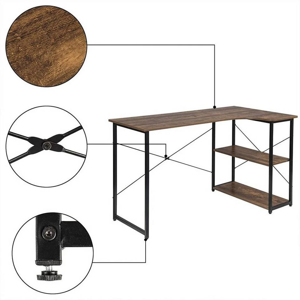 EUGAD Schreibtisch, mit Bücherregal 120x74x71,5 cm Schwarz Marmor Holz Vintage 13 EUGAD Schreibtisch, mit Bücherregal 120x74x71,5 cm Schwarz Marmor Holz Vintage – Bild 13