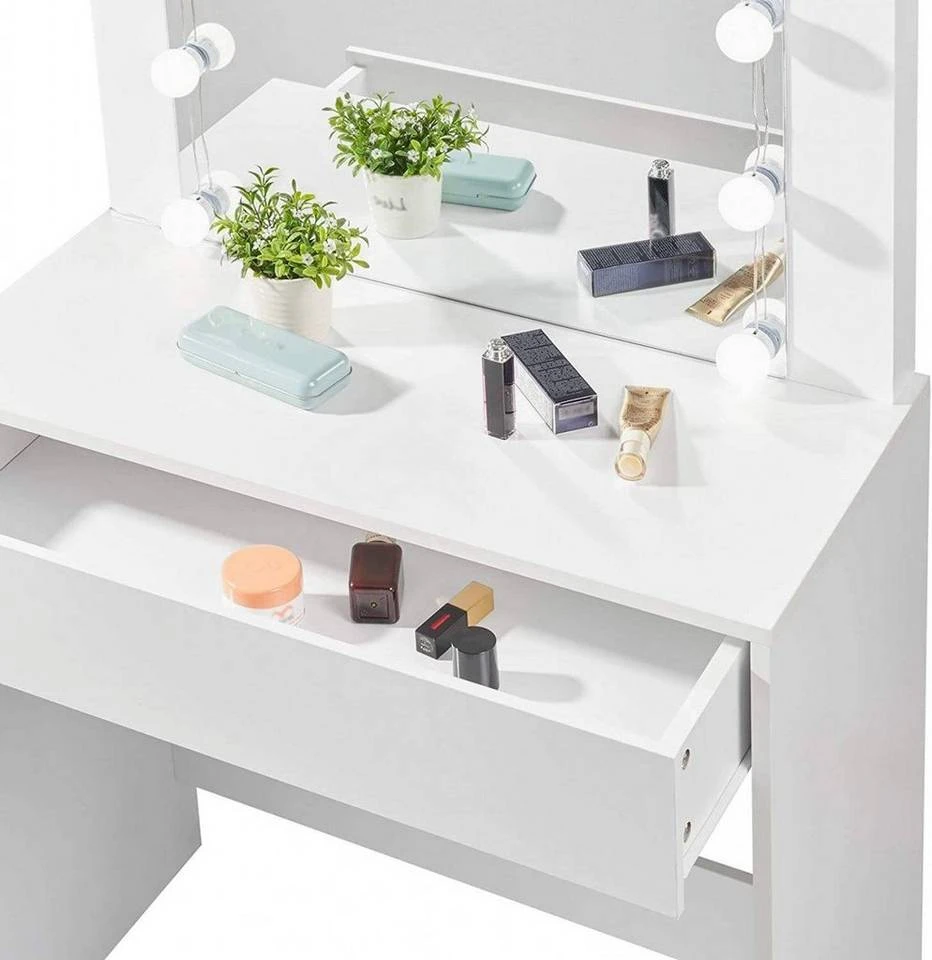 EUGAD Schminktisch, Frisiertisch 10 LED-Lampen mit Schubladen 80x40cm Schwarz Weiß 12 EUGAD Schminktisch, Frisiertisch 10 LED-Lampen mit Schubladen 80x40cm Schwarz Weiß – Bild 12