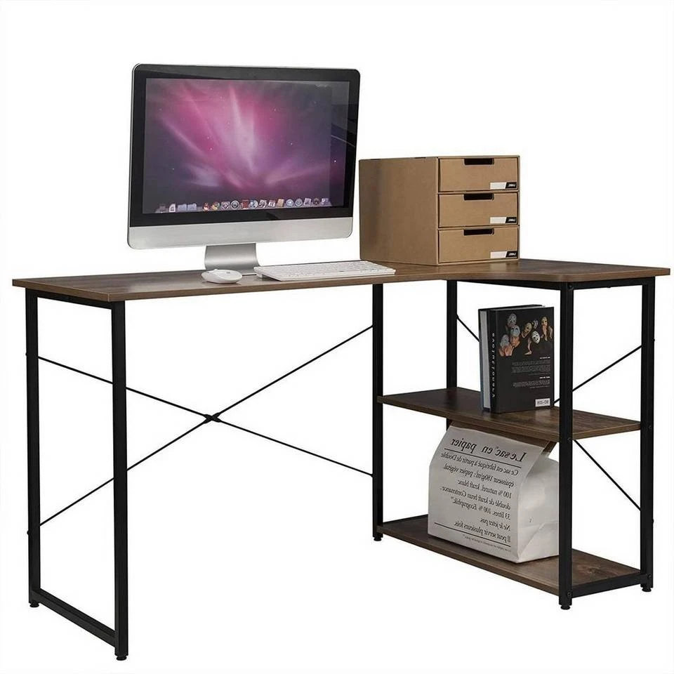 EUGAD Schreibtisch, mit Bücherregal 120x74x71,5 cm Schwarz Marmor Holz Vintage 15 EUGAD Schreibtisch, mit Bücherregal 120x74x71,5 cm Schwarz Marmor Holz Vintage – Bild 15