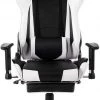 EUGAD Gaming Chair, Bürostuhl Schreibtischstuhl, Kunstleder, mit Ledenkissen Kopfstütze einstellbaren Armlehnen Weiß Grau, Rot, Weiß