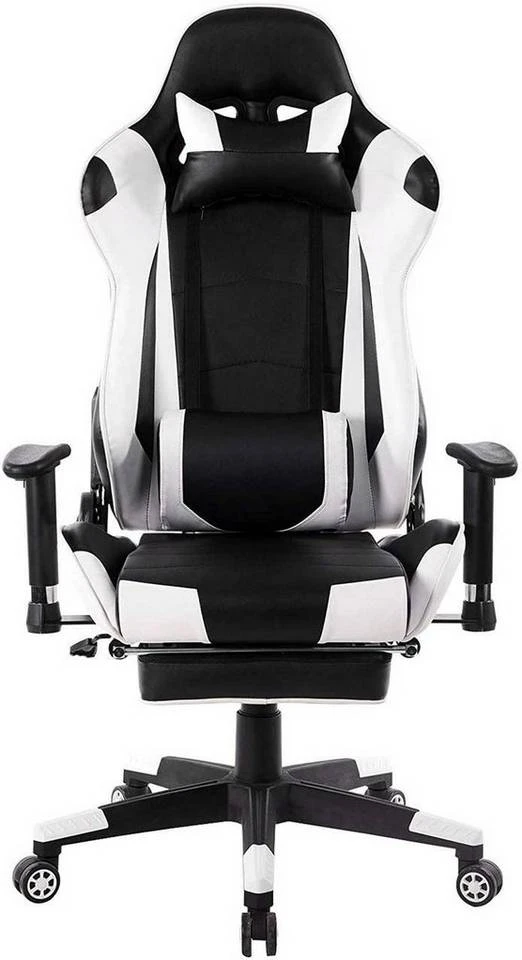 EUGAD Gaming Chair, Bürostuhl Schreibtischstuhl, Kunstleder, mit Ledenkissen Kopfstütze einstellbaren Armlehnen Weiß Grau, Rot, Weiß 1 EUGAD Gaming Chair, Bürostuhl Schreibtischstuhl, Kunstleder, mit Ledenkissen Kopfstütze einstellbaren Armlehnen Weiß Grau, Rot, Weiß