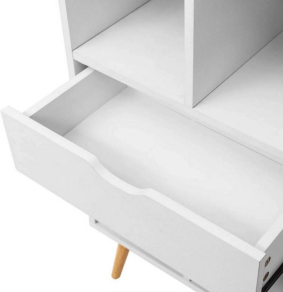 EUGAD Bücherregal, Bücherschrank Raumteiler mit Schublade, mit Fußbeine, 6 Fächer, Weiß 7 EUGAD Bücherregal, Bücherschrank Raumteiler mit Schublade, mit Fußbeine, 6 Fächer, Weiß – Bild 7