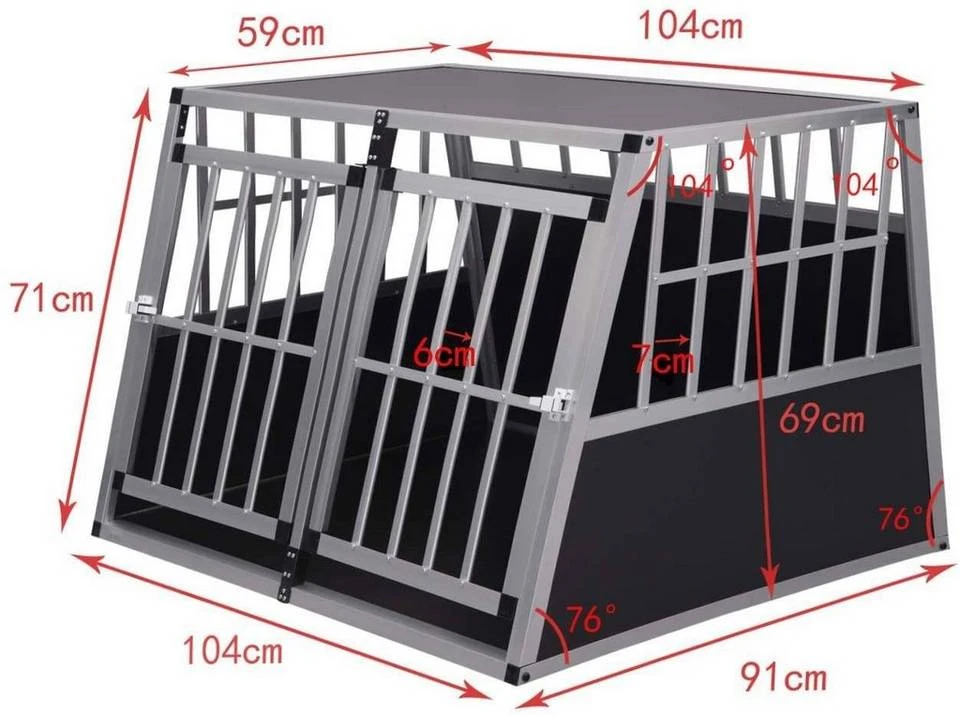 EUGAD Tiertransportbox, Hundetransportbox Alu Doppel Hundebox Reisebox für große Hunde Husky Samojede Weimaraner Labrador Deutscher Schäferhund Boxer 104x91x69cm 2 EUGAD Tiertransportbox, Hundetransportbox Alu Doppel Hundebox Reisebox für große Hunde Husky Samojede Weimaraner Labrador Deutscher Schäferhund Boxer 104x91x69cm – Bild 2