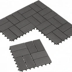 EUGAD WPC-Fliesen, 11 Stück WPC Terrassenfliesen Klickfliesen 30x30cm Hellgrau Anthrazit, Coffee, Dunkelgrau -Eugad Möbel Einkaufen 77270d03 f806 5391 a8cb c527c0644d13