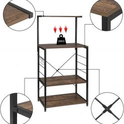 EUGAD Küchenregal, Standregal Bäckerregal mit 4 S-Haken, Industrie-Design, Vintage -Eugad Möbel Einkaufen 784ca7a5 92be 50e9 815a a652299c276e