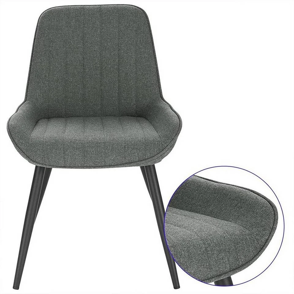EUGAD Polsterstuhl (2 Stück), Esszimmerstühle aus Leinen mit stabilen Metallbeinen, mit Rückenlehne und gepolsterter Sitzfläche Dunkelgrau, Hellgrau 4 EUGAD Polsterstuhl (2 Stück), Esszimmerstühle aus Leinen mit stabilen Metallbeinen, mit Rückenlehne und gepolsterter Sitzfläche Dunkelgrau, Hellgrau – Bild 4