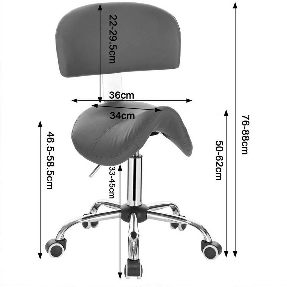 EUGAD Arbeitshocker (1er-Set), Sattelhocker mit Rückenlehne gepolstert höhenverstellbar aus Kunstleder Schwarz Grau, Weiß 11 EUGAD Arbeitshocker (1er-Set), Sattelhocker mit Rückenlehne gepolstert höhenverstellbar aus Kunstleder Schwarz Grau, Weiß – Bild 11