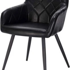 EUGAD Esszimmerstuhl, aus Kunstleder mit Armlehnen und Rückenlehne Gestell aus Metall Schwarz Braun, Dunkelbraun, Dunkelgrau