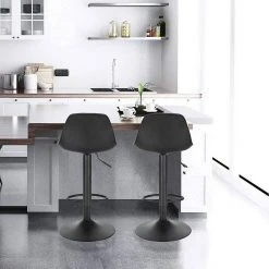 EUGAD Barhocker (Set, 2 St), 2er-Set mit Rückenlehne, Barstühle Höhenverstellbar und 360° Drehbar, Zeitgenössisch für Esszimmer, Bar Grau Schwarz -Eugad Möbel Einkaufen 78edd2ec f049 57f1 9654 ee5d9f71e54f