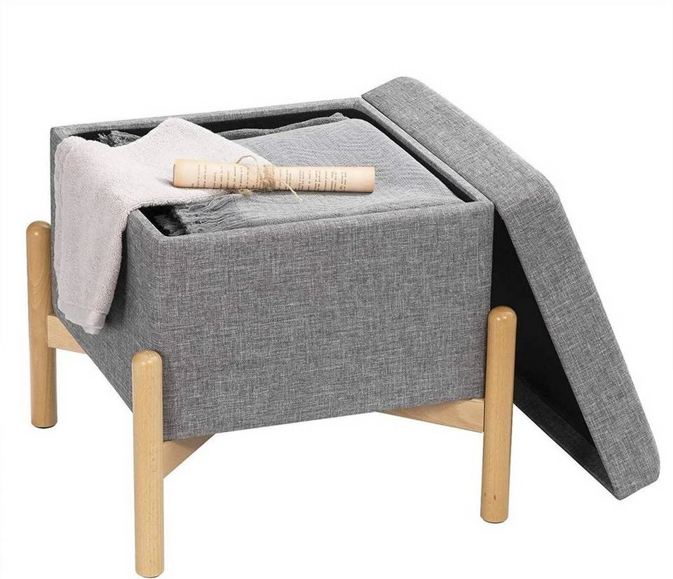 EUGAD Sitzhocker, Polsterhocker Sitztruhe bis 150kg belastbar, mit Stauraum, Deckel Abnehmbar Holzbeine Dunkelgrau Hellgrau 10 EUGAD Sitzhocker, Polsterhocker Sitztruhe bis 150kg belastbar, mit Stauraum, Deckel Abnehmbar Holzbeine Dunkelgrau Hellgrau – Bild 10