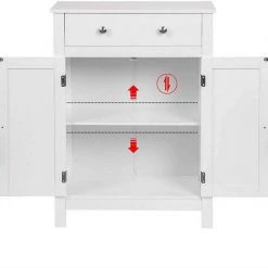 EUGAD Badkommode, Badezimmerschrank, 2 Türen, 1 Schubkasten, mit verstellbare Regalebene, MDF, Weiß -Eugad Möbel Einkaufen 79bbdf36 e9c0 5913 af15 c0f43e4ab545