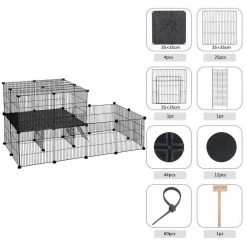 EUGAD Freigehege, Freigehege Kaninchen mit Stauraum Hasen Meerschweinchen Welpenauslauf Laufgitter mit Tür&Treppe DIY Schwarz 30 Platten (35x35cm/Platte) 105 x 70 x 70 cm 16 EUGAD Freigehege, Freigehege Kaninchen mit Stauraum Hasen Meerschweinchen Welpenauslauf Laufgitter mit Tür&Treppe DIY Schwarz 30 Platten (35x35cm/Platte) 105 x 70 x 70 cm -Eugad Möbel Einkaufen 79d39522 4233 5471 a101 e66c7b54de00