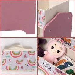 EUGAD Bücherregal, Kinder Aufbewahrungsregal Spielzeugregal Bücherregal Spielzeugkiste Kinderkommode Kindermöbel 3 Schichten mit 6 Kisten aus MDF Rosa -Eugad Möbel Einkaufen 7a7add21 188f 5911 ae48 e3d1e0d45ef8
