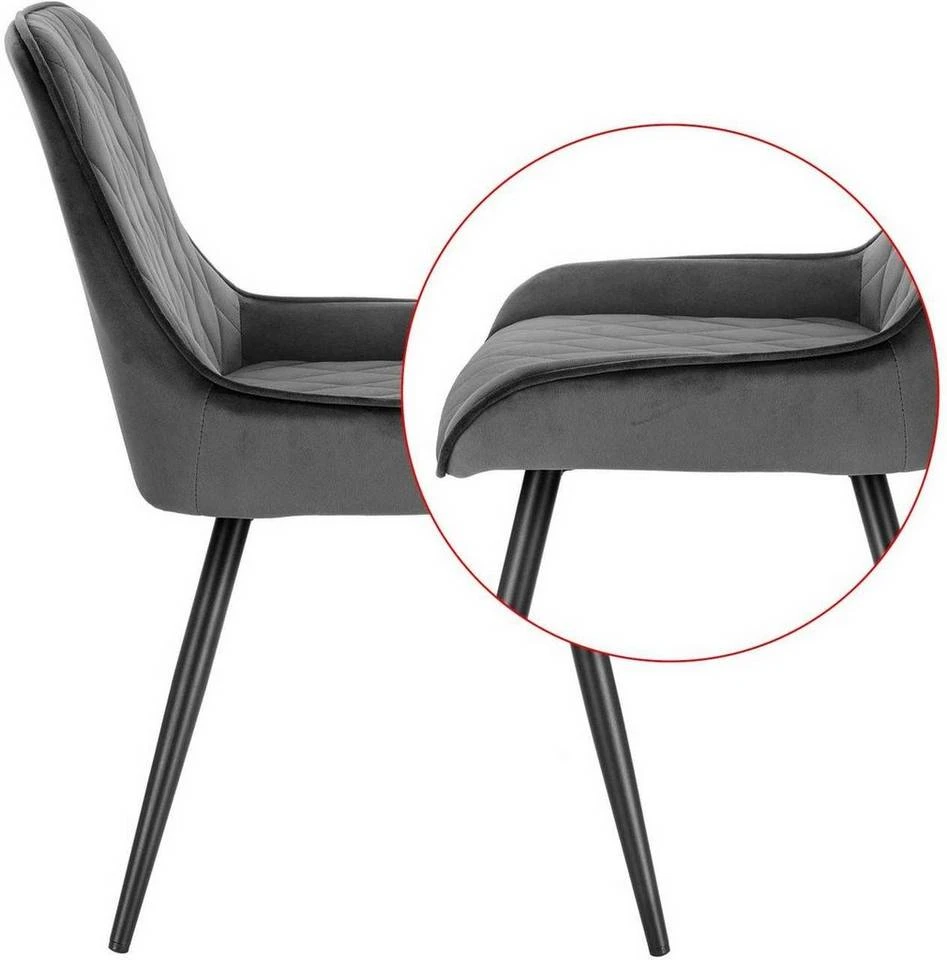 EUGAD Esszimmerstuhl (2 Stück), Polsterstuhl Küchenstuhl Wohnzimmerstuhl mit Rückenlehne, Sitzfläche aus Samt, Retrostuhl mit Metallbeine für Esszimmer Wohnzimmer, Schwarz Dunkelgrau, Dunkelgrün 20 EUGAD Esszimmerstuhl (2 Stück), Polsterstuhl Küchenstuhl Wohnzimmerstuhl mit Rückenlehne, Sitzfläche aus Samt, Retrostuhl mit Metallbeine für Esszimmer Wohnzimmer, Schwarz Dunkelgrau, Dunkelgrün – Bild 20