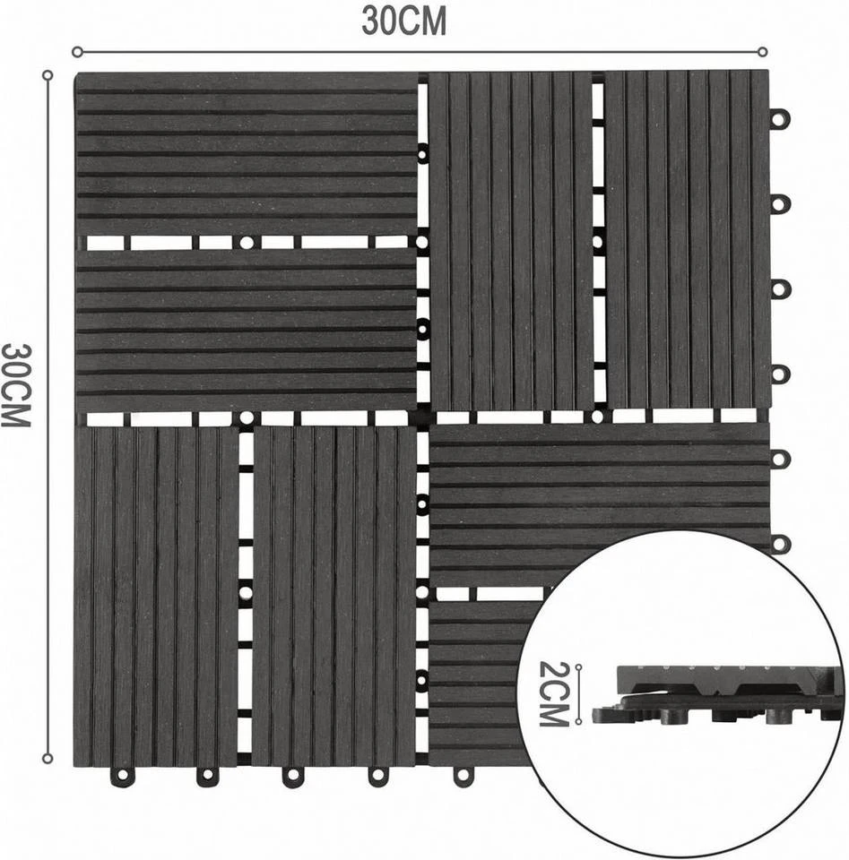 EUGAD WPC-Fliesen, 22 Stück WPC Terrassenfliesen Klickfliesen 30x30cm Coffee Anthrazit, Dunkelgrau, Hellgrau 17 EUGAD WPC-Fliesen, 22 Stück WPC Terrassenfliesen Klickfliesen 30x30cm Coffee Anthrazit, Dunkelgrau, Hellgrau – Bild 17