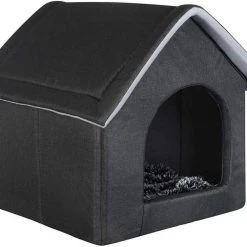 EUGAD Tierbett, Katzenhaus Katzenhöhle herausnehmbarer Matte Dunkelgrau, Hellgrau