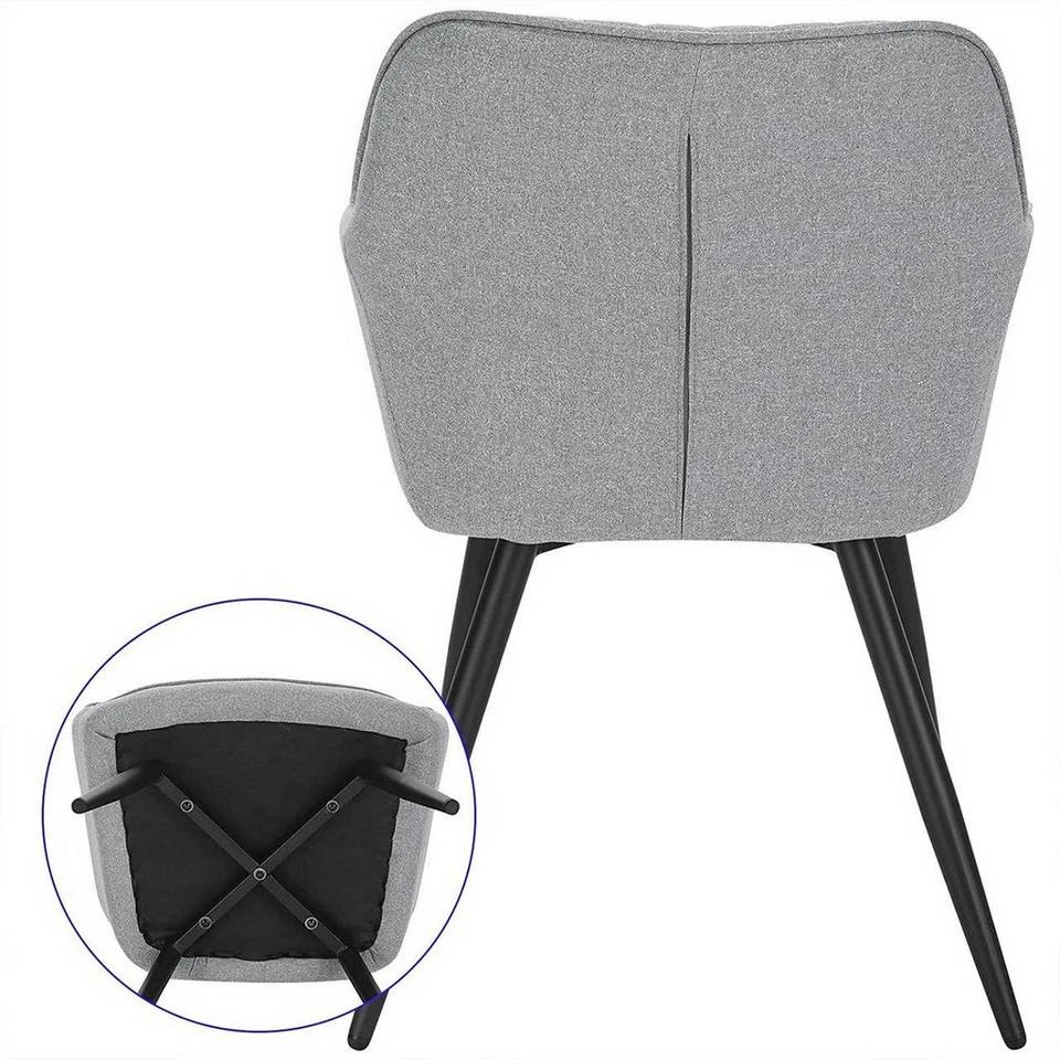 EUGAD Esszimmerstuhl, Küchenstuhl aus Leinen mit Armlehne Dunkelgrau, Hellgrau 13 EUGAD Esszimmerstuhl, Küchenstuhl aus Leinen mit Armlehne Dunkelgrau, Hellgrau – Bild 13