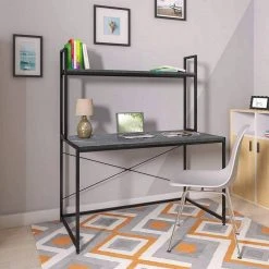 EUGAD Schreibtisch, PC-Tisch Bürotisch Arbeitstisch mit Bücherregal Holz 120x60x140 cm Schwarz-Marmor Schwarz-Vintage -Eugad Möbel Einkaufen 80bd6fdc a3b8 5ccd b150 95d20c2b02e1