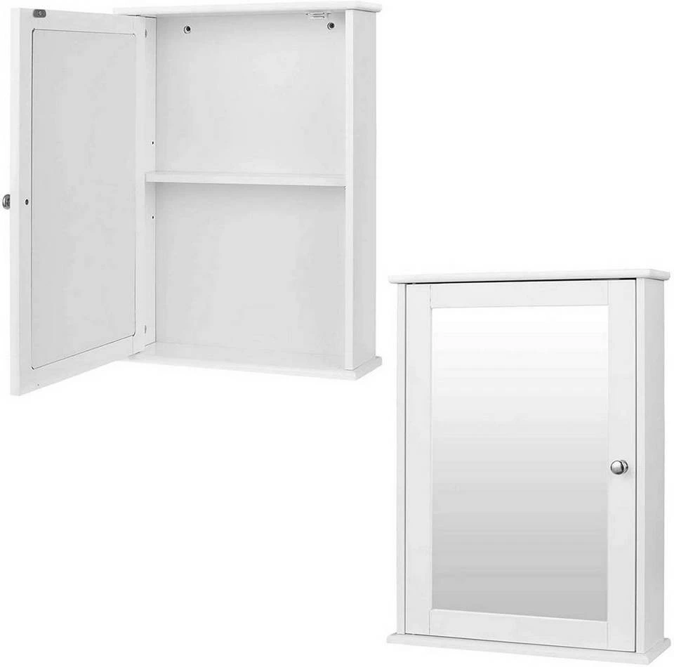 EUGAD Spiegelschrank Hängeschrank Badschrank aus Holz 42 x 58,5 x 12 cm weiß 4 EUGAD Spiegelschrank Hängeschrank Badschrank aus Holz 42 x 58,5 x 12 cm weiß – Bild 4