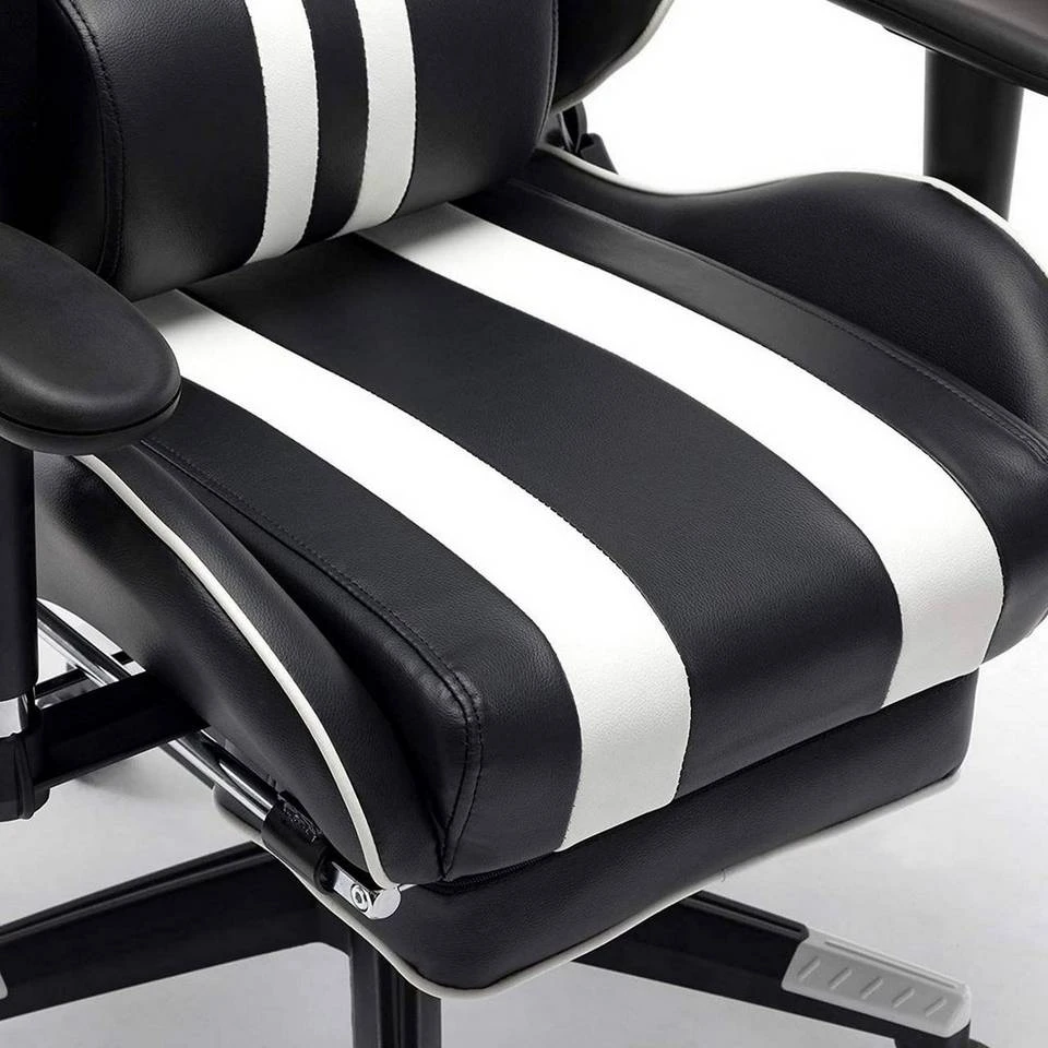 EUGAD Gaming-Stuhl (1 Stück), mit Fußstütze Racing Stuhl Drehstuhl Bürostuhl Schreibtischstuhl PC Stuhl mit Wippfunktion Höhenverstellbar Kunstleder Weiß Grau, Rot, Weiß 6 EUGAD Gaming-Stuhl (1 Stück), mit Fußstütze Racing Stuhl Drehstuhl Bürostuhl Schreibtischstuhl PC Stuhl mit Wippfunktion Höhenverstellbar Kunstleder Weiß Grau, Rot, Weiß – Bild 6