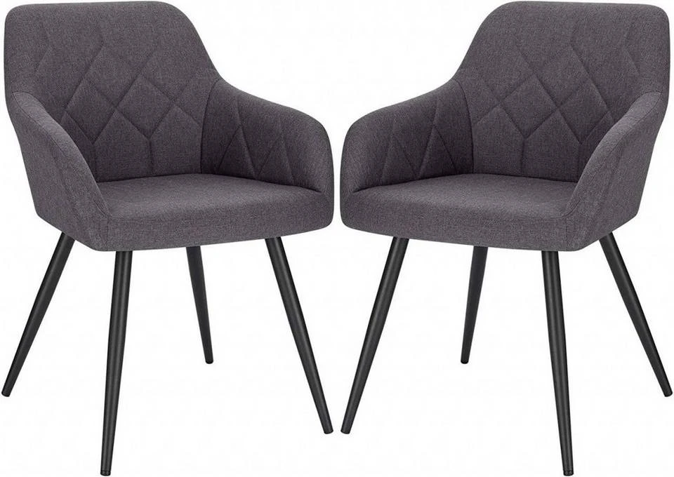 EUGAD Esszimmerstuhl (2 Stück), Wohnzimmerstuhl aus Leinen Polsterstuhl mit Armlehnen und Rückenlehne schwarze Gestell aus Metall Hellgrau Dunkelgrau 9 EUGAD Esszimmerstuhl (2 Stück), Wohnzimmerstuhl aus Leinen Polsterstuhl mit Armlehnen und Rückenlehne schwarze Gestell aus Metall Hellgrau Dunkelgrau – Bild 9