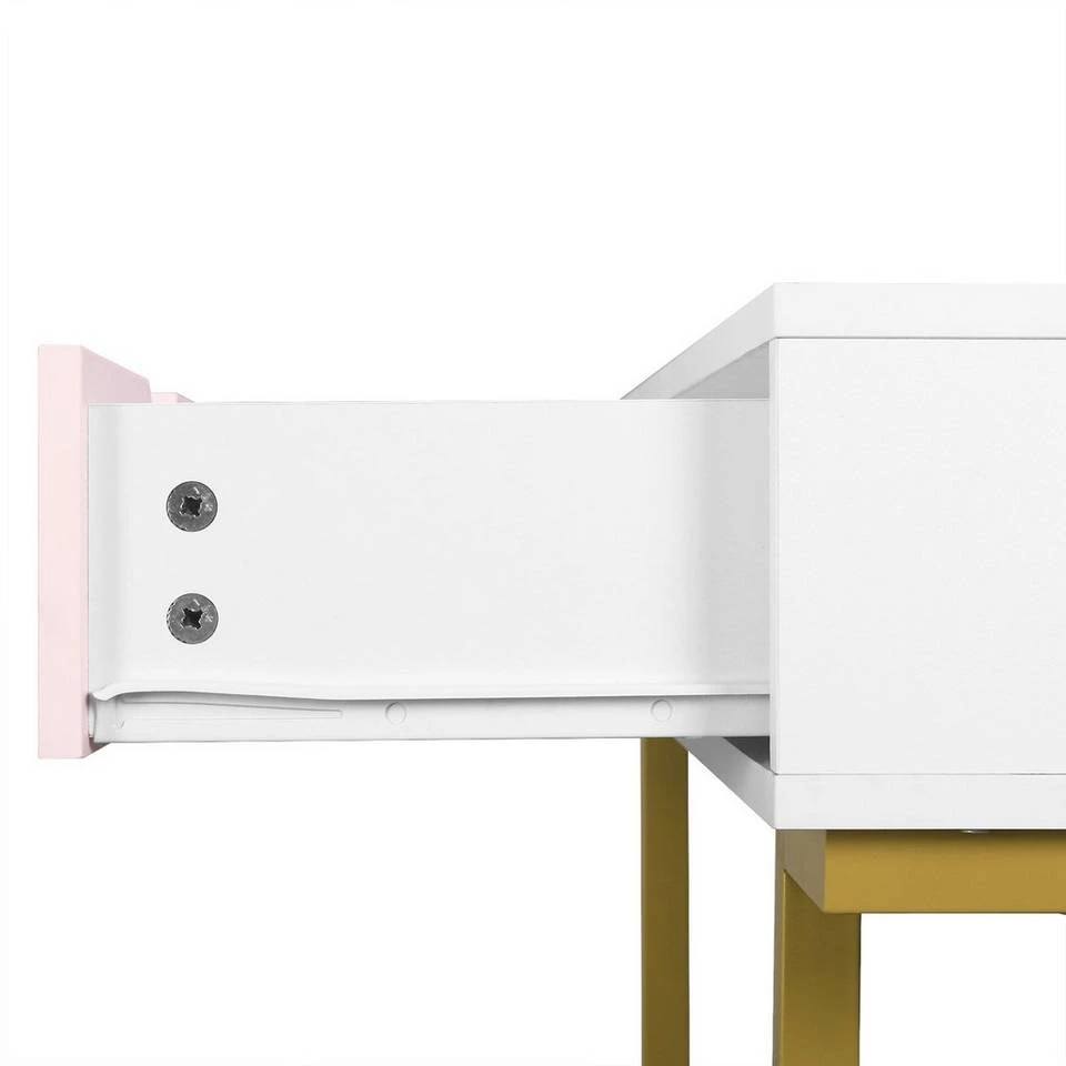 EUGAD Schminktisch (1-St), Schminktisch Frisiertisch Kommode mit Spiegel modern Kosmetiktisch mit 3 Schubladen Weiß-Rosa-Golden 8 EUGAD Schminktisch (1-St), Schminktisch Frisiertisch Kommode mit Spiegel modern Kosmetiktisch mit 3 Schubladen Weiß-Rosa-Golden – Bild 8