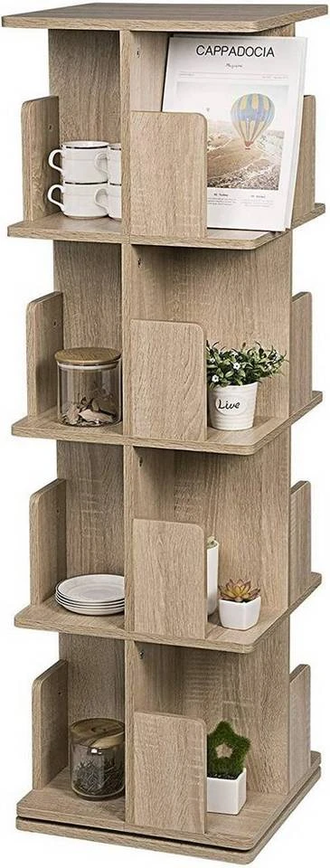 EUGAD Bücherregal, Raumteiler Standregal 360° frei drehbar, mit 4 Ebenen, MDF, Natur 5 EUGAD Bücherregal, Raumteiler Standregal 360° frei drehbar, mit 4 Ebenen, MDF, Natur – Bild 5