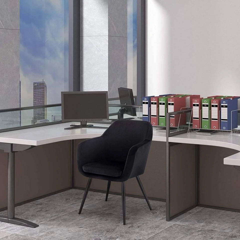 EUGAD Polsterstuhl (1 Stück), Küchenstuhl Samt Stuhl Sessel mit Armlehne, Metallbeine, für Esszimmer Wohnzimmer, Schwarz Dunkelgrau 4 EUGAD Polsterstuhl (1 Stück), Küchenstuhl Samt Stuhl Sessel mit Armlehne, Metallbeine, für Esszimmer Wohnzimmer, Schwarz Dunkelgrau – Bild 4