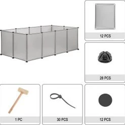 EUGAD Freigehege, Freigehege für Kaninchen Hasen Meerschweinchen Welpenauslauf DIY, 12 Platten 145 x 75 x 46 cm Grau, Schwarz, Transparent, Weiß 57 EUGAD Freigehege, Freigehege für Kaninchen Hasen Meerschweinchen Welpenauslauf DIY, 12 Platten 145 x 75 x 46 cm Grau, Schwarz, Transparent, Weiß -Eugad Möbel Einkaufen 85a1d544 9cc4 5215 8a42 0e97ddcedc57