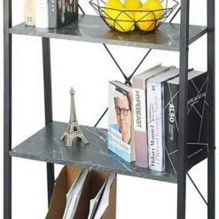 EUGAD Bücherregal, Standregal Bücherregal Metallregal Leiterregal Stufenregal Multifunktionale Regal Industrie Design MDF Metall Schwarz+schwarzer Marmor Golden+Weißer Marmor, Vintage -Eugad Möbel Einkaufen 85c29bb4 cb75 5564 98a7 97ce9b85ad60