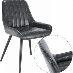 EUGAD Esszimmerstuhl, 4 Stücke Retro Küchenstuhl Sitzfläche aus PU mit Metallbeine Schwarz Braun, Dunkelbraun, Dunkelgr&uuml;n, Grau -Eugad Möbel Einkaufen 86d224a0 99ea 5b95 bf6a 8af046add529