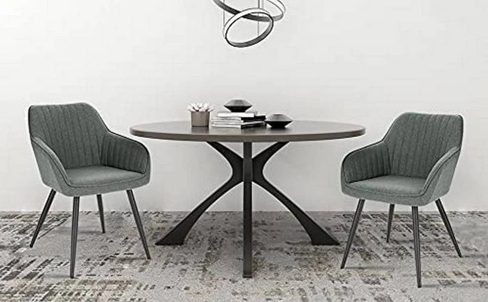 EUGAD Esszimmerstuhl, Küchenstuhl aus Leinen mit Armlehne Dunkelgrau, Hellgrau 4 EUGAD Esszimmerstuhl, Küchenstuhl aus Leinen mit Armlehne Dunkelgrau, Hellgrau – Bild 4