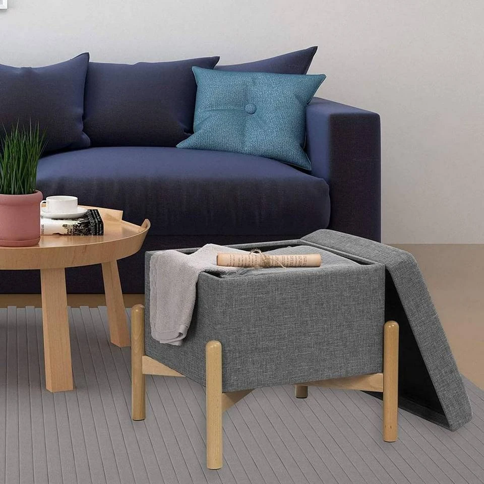 EUGAD Sitzhocker, Polsterhocker Sitztruhe bis 150kg belastbar, mit Stauraum, Deckel Abnehmbar Holzbeine Dunkelgrau Hellgrau 8 EUGAD Sitzhocker, Polsterhocker Sitztruhe bis 150kg belastbar, mit Stauraum, Deckel Abnehmbar Holzbeine Dunkelgrau Hellgrau – Bild 8