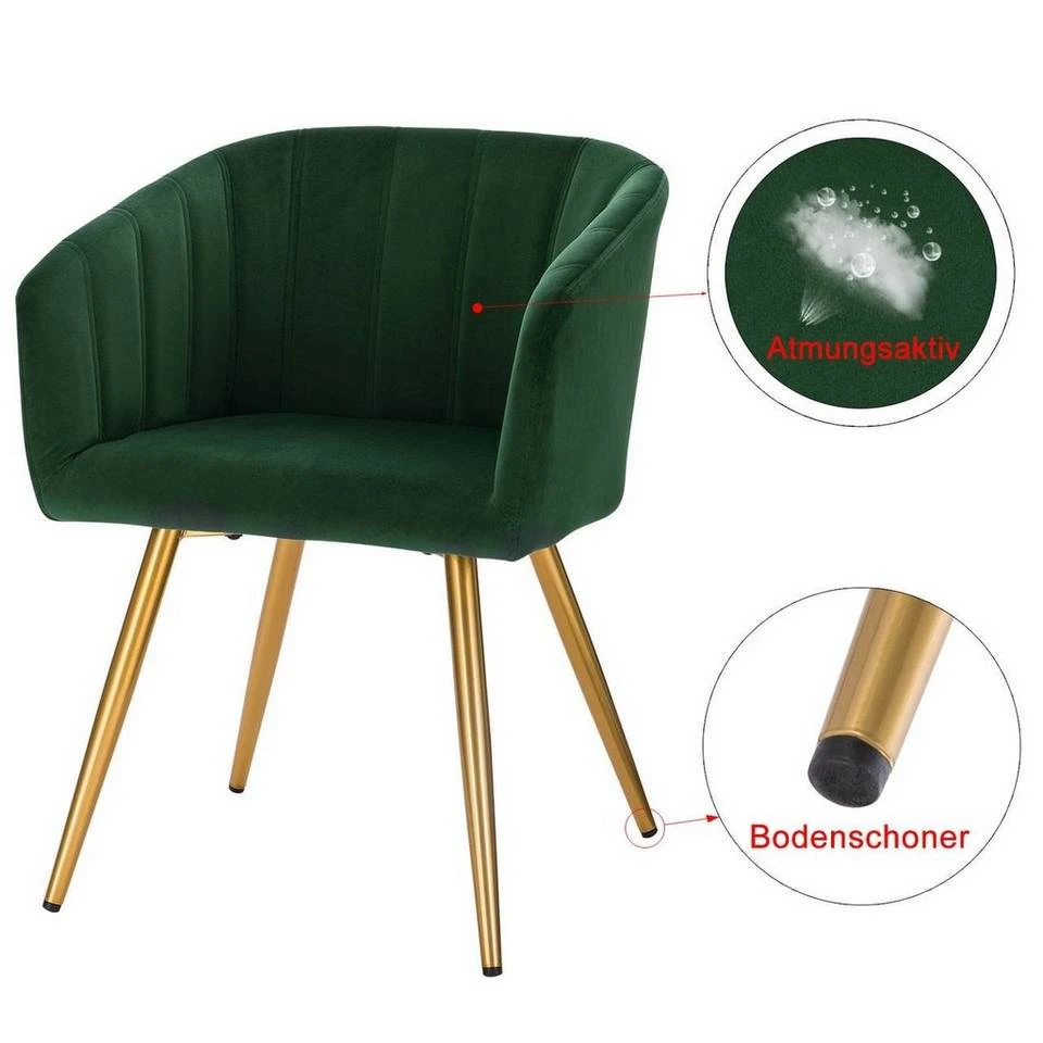 EUGAD Esszimmerstuhl (4 Stück), 4er-Set Esszimmerstuhl Polsterstuhl aus Samt Dunkelgrün Dunkelgrau, Dunkelgrün, Rosa, Schwarz 6 EUGAD Esszimmerstuhl (4 Stück), 4er-Set Esszimmerstuhl Polsterstuhl aus Samt Dunkelgrün Dunkelgrau, Dunkelgrün, Rosa, Schwarz – Bild 6